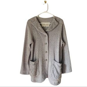 MARILU Womens size S Grey Plush Soft Button Open Knit Back Cardigan Sweater